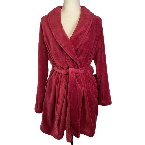 NWT Great Northwest Sleepwear Lounge Robe Heavyweight Plush Red Burgundy Size M - Picture 1 of 15